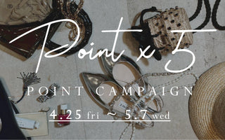 Promotional text for "Point x 5" campaign with accessories and a hat.