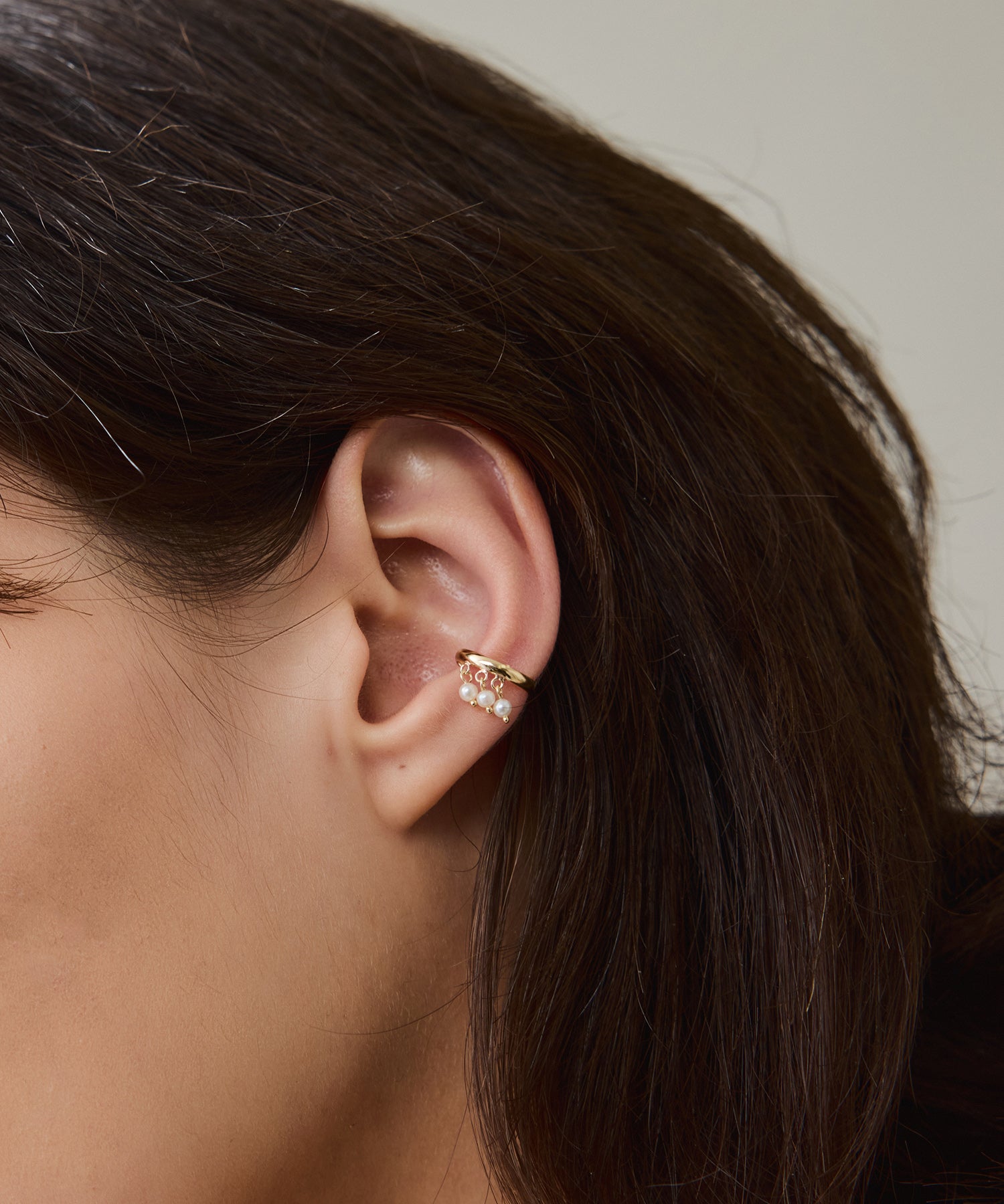 K10 3粒 パール イヤーカフ