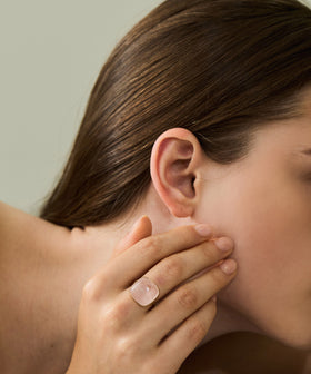 K10 ローズクォーツ セミ スクエア リング