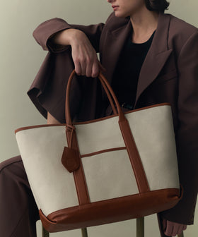 キャンバス レザー トート