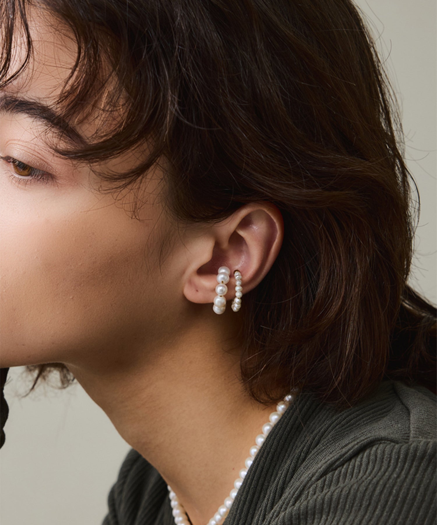 パール 2連 イヤーカフ