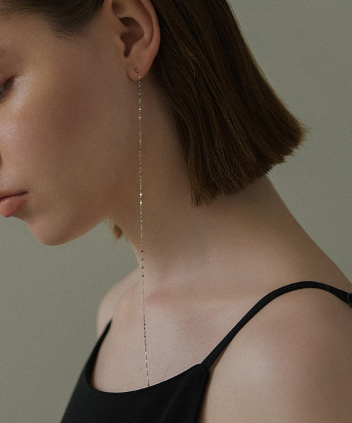 sweetpea ロングチェーン片耳ピアス　ピンク色保存袋付き ピンクボリュームチェーンピアス（ピアス（片耳用））｜LOVE BY