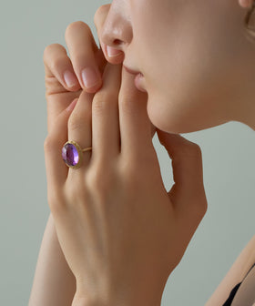 K14 アメシスト ドットアラウンド ストーン リング