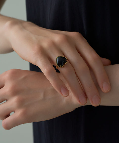 10K ハートリング ブラックオニキス｜JEWELRY｜PIMENTÉ-ピモンテ  