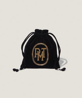 【予約】ピモンテ シシュウ キンチャク ポーチ　ブラック