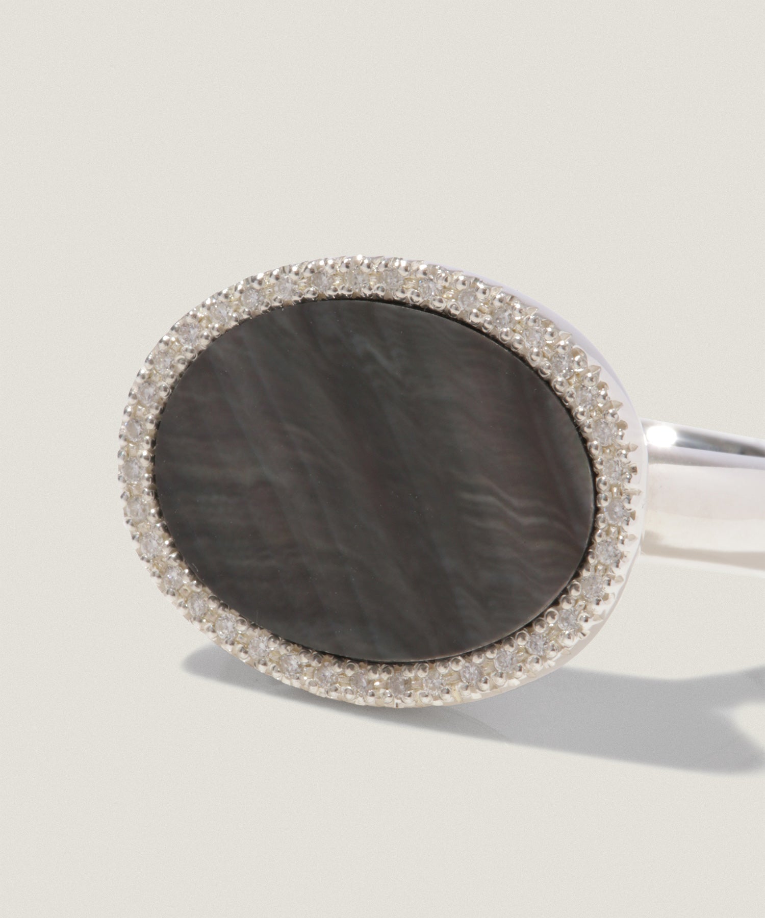 別注 SV925 黒蝶貝/ダイヤモンド オーバル リング