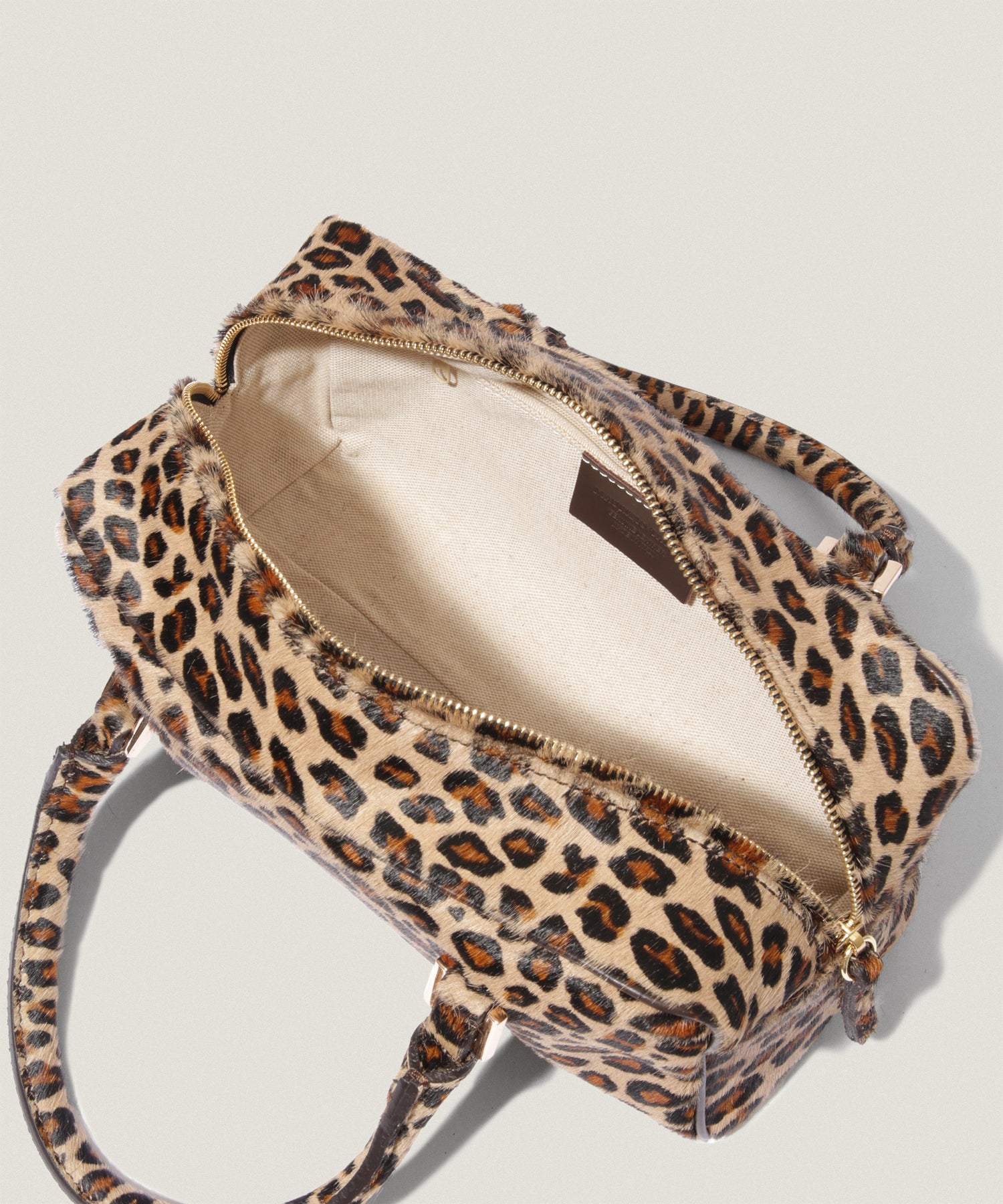 別注 スクエア ボストン バッグ ハラコ レオパード|バッグ