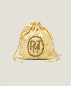 【オンラインストア限定】ピモンテ ベルベット シシュウ キンチャク ポーチ イエロー