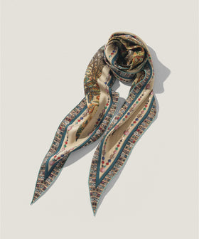 フラワー / ビジュー プリント ダイヤ スカーフ