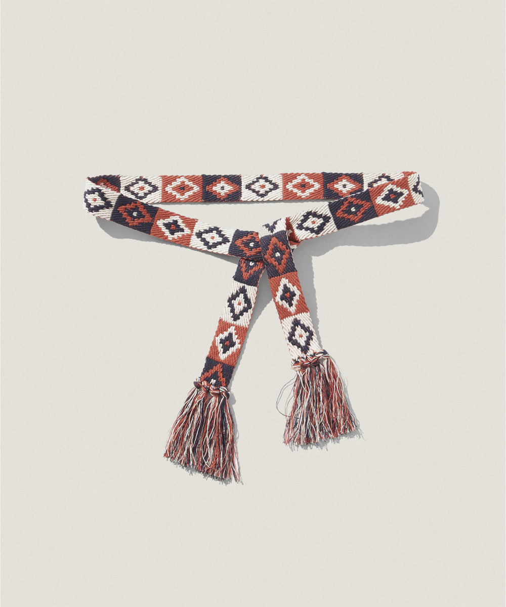 コットン ダイヤ柄 編み込み ベルト|ファッショングッズ|PIMENTÉ-ピ