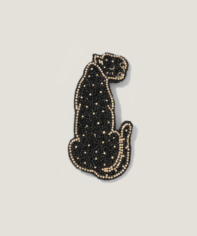 パンサー ビーズ 刺繍 ブローチ